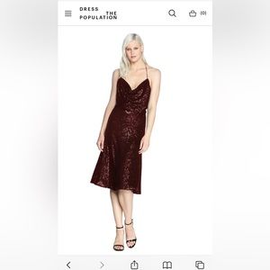 Dress the Population Zherra Red Sequin Dress Size L (10-12)